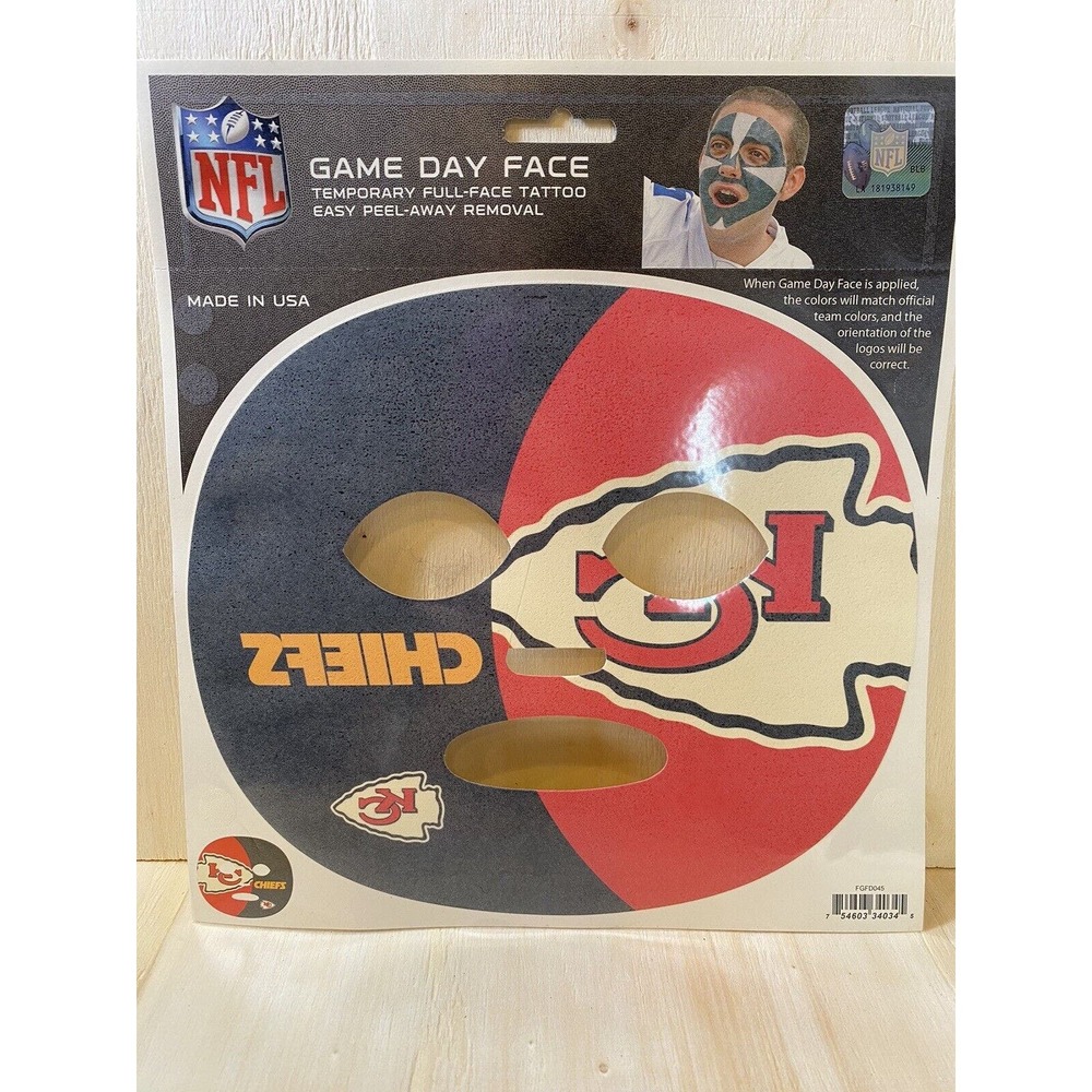 NFL Pick your Team Game Day Super Fan Face Mask Temporary Tattoo Chiefs Colts